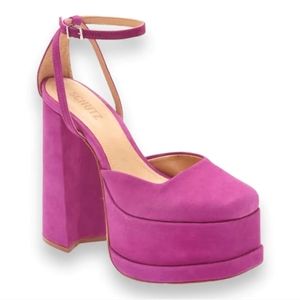 NEW SCHUTZ Luan Ankle Strap Platform Pump in Violet Suede Leather Free People